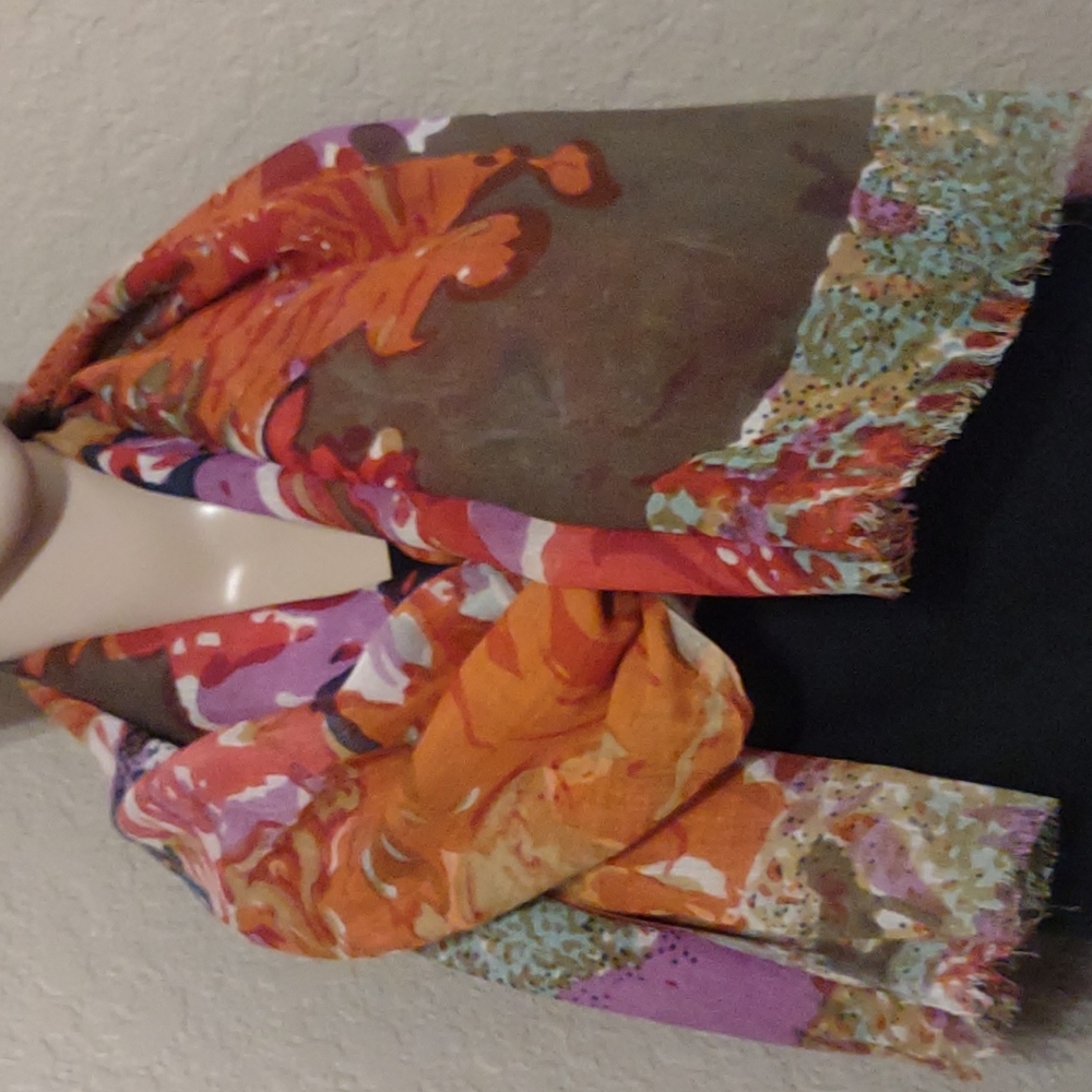 Rectangle Scarf Wrap Cotton Earth Tone Print Long